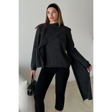 Kendinden Atkılı Triko Kazak Antrasit 8266