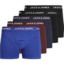 Jack & Jones Erkek Logolu Düz Renk Boxer Paketi 5'li - Siyah Renkli Rahat Paça Tipi