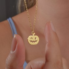 Nox Jewelry 14 Ayar Altın Kaplama Göz Kırpan Balkabağı  Gümüş Kolye - CN00468