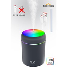 Prime Home H2O Antrasit Renkli Aroma Difüzörü ve Hava Nemlendirici 300 ml Type C Girişli Kompakt Tasarım