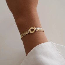 Kilitli Mega Yılan Altın Bileklik