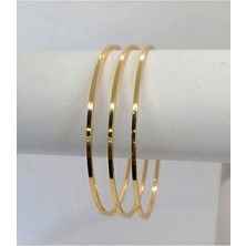 Boreno 2 Yıl Garantili 3'lü Ajda Bilezik Paslanmaz Çelik Üzeri 14 Ayar Altın Kaplama