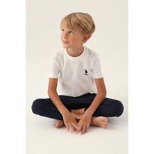 U.S. Polo Assn. U.s. Polo Assn Lisanslı Palm Tree Krem Erkek Çocuk Pijama Takımı Düz Desenli Kısa Kol
