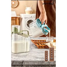 2'li 1.8 L Kapaklı Sıvı Toz Deterjan Saklama Kabı Banyo Organizer Çok Amaçlı Saklama Kutusu