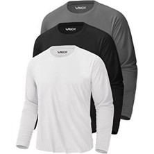 Erkek Siyah-Beyaz-Antrasit 3'lü Paket Basic Uzun Kollu Tişört Sporcu Body T-Shirt
