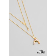 So CHIC Mini A Harfi Günışığı Renkli 18 Ayar Sarı Altın Kaplama 45 Cm Gümüş Kolye