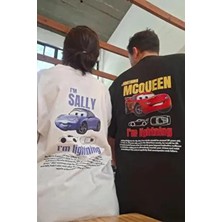 Unisex Lightning Mcqueen Cars Tshirt Siyah
