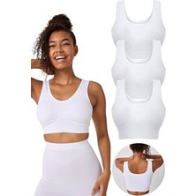 3'lü Kadın Dikişsiz Kalın Askılı Esnek Pedli Büstiyer