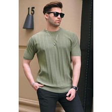 Madmext Erkek Mint Yeşili Triko Tişört 5684