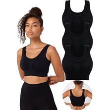 3'lü Kadın Dikişsiz Kalın Askılı Esnek Pedli Büstiyer