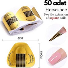 BİYUTREND 50A Det Gold Şablon Protez Tırnak Uzatma Ölçü Şablonu 50 Adet Kendinden Yapışkanlı