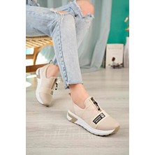 Kadın Şerit Lastik Detaylı Günlük Ayakkabı Nude Cilt