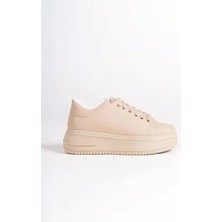 Delit Nude Mat Deri Kadın Spor Ayakkabı