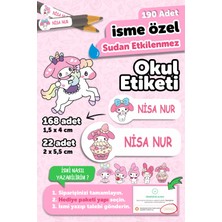 Okul Etiketi Kalem Defter Isimli Etiket Isim Yazılabilen My Melody - 190 Adet Özel Tasarım Etiket