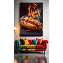 Özkacar Group Acılı Sosli Sandviç Hot Dog Ev Duvar Salon Güzellik Salonu Ofis Dükkan Dekarasyon Kanvas Tablo