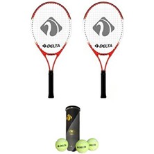 Delta Max Joys 21 Inç Çocuk Tenis Raketi + 2 Tenis Çantası + 3 Profesyonel Top Seti Kırmızı