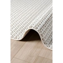 Beyaz Bej Yumuşak Dokulu Halı Kilim Salon Mutfak Koridor Yolluk Dokuma Makine Halısı 006
