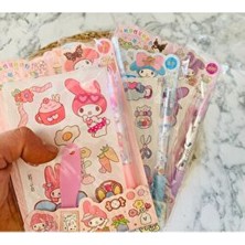 1ADET Sanrio Kawaii Figürlü Sticker Kalem Sapatula Seti My Melodi Kuromi Renk Seçenekli Set