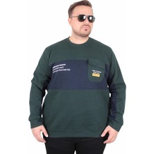 Mocgrande Büyük Beden Bisiklet Yaka Cepli Sweat Double Face Pike 25702 Neftı