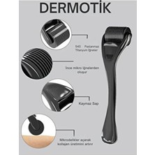 Dermotik Titanyum Uçlu 540 Iğneli Dermarolleri Masaj Aleti Siyah Renkli Cilt Bakım ve Saç Sakal Çıkarma