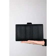 Luvi Shoes Yadaya Kadın Abiye Çanta Siyah Çizgili Suni Deri ile Trend Tasarım ve Şıklık