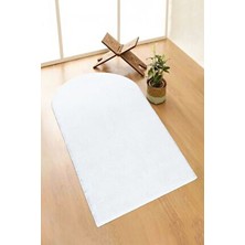 Valery Home Vl Yıkanabilir Peluş  Beyaz Seccade Overloklu Namazlık 60 x 100