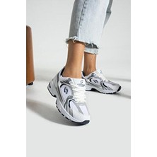 Infinite8 Unisex Ortopedik Triko Yürüyüş Spor Ayakkabısı Beyaz-Lacivert Kaydırmaz Tabanlı Tekstil Malzeme