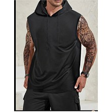 İmpavido Kolsuz Oversize T-Şhirt Erkek Spor Tarzı Pamuklu Hızlı Kuruyan Kumaş