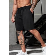 Yustex Siyah Yazlık Şort Kız Çocuk İçin Ter Tutmaz Baskılı Regular Fit Özellikli