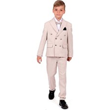 Mnk Baby & Kids Kruvaze Italyan Kesim Erkek Çocuk Takım Elbise Bej Regular Fit MNK5689
