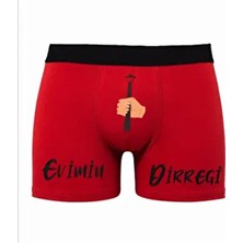 Texkid Evimin Direği Tasarımlı Eğlenceli Erkek Man Boxer Kırmızı Desenli M Beden