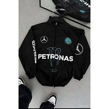 Lushen Unisex Siyah Rüzgarlık Yağmurluk Paraşüt Kumaş Oversize Su Geçirmez Uzun Kol Ceket Yaka