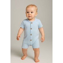 Kısa Kollu Tahta Düğmeli Organik Tulum Bebek Takım