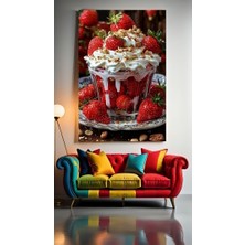 Özkacar Group Kremalı Çilek Kasesi Ev Duvar Salon Güzellik Salonu Ofis Dükkan Dekarasyon Kanvas Tablo