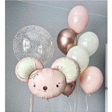 Parti Station Sevimli Fare Konsept Pembe Balon Set Doğum Günü Kutlaması İçin Mouse Balloon Buketi