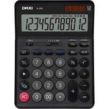 Daxi X-350 Siyah 12 HANELİ HESAP MAKİNESİ, TAX FONKSİYONLU, 14x19 cm