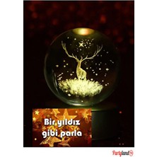 Özel Gün Hediyelik 3D Gezegen Geyikli Işıklı Cam Küre