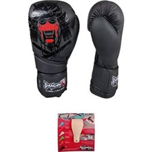 DragonDo Yakuza Kick Boks Eldiveni Siyah Suni Deri 16 oz Muay Thai ve Boks İçin Özel Tasarım