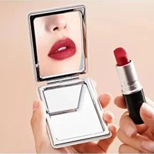 Büyüteçli Taşlı Desenli Cep Makyaj Aynası