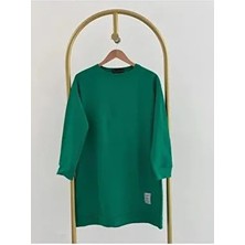 Kadın Bisiklet Yaka Mevsimlik Tesettür Yırtmaçlı Armalı Tunik Sweat Sweatshirt