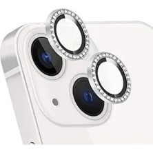 Evax (Taşlı Lens) Gümüş Metal Çerçeveli Kamera Lensi Koruyucu Iphone 13 / 13 Mini Uyumlu