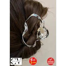 Gümüş Renk Metal Elips Model Mandal Saç Tokası 7 cm
