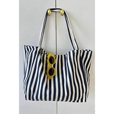 Çizgili Desen Dokuma Plaj Çantası