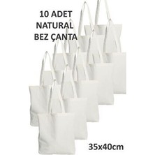 Natural Ham Bez Çanta 35X40CM 10 Adet Market ve Taşıma Çantası