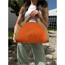 MaVaux Mia Hasır Clutch Çanta Jüt Malzeme ile Günlük Kullanıma Uygun Orta Boy