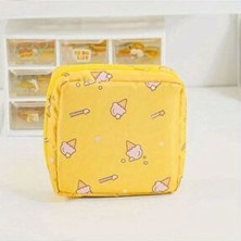 Dondurma Desenli Çok Amaçlı Ped Çantası, Makyaj Çantası, Kozmetik Çantası, Toka Çantası