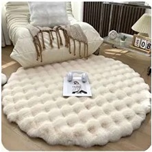 Yuvarlak Tavşan Peluş Tüyü Halı Peluş Kürk Çok Yumuşak Ithal
