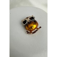 Sarı Renk Gözlük Detay Sevimli Baykuş Broş (3cm