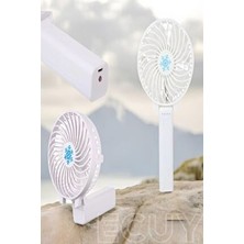 Ecuy Şarjlı Taşınabilir El Fanı – 3 Kademeli Katlanabilir Masa Üstü Vantilatör, Işıklı, Sessiz Mini Fan