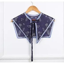 Kadınlar İçin Stil Omuz Şalı Lacivert Çiçek Desenli Polyester Kumaş Modern Tasarım Aksesuar